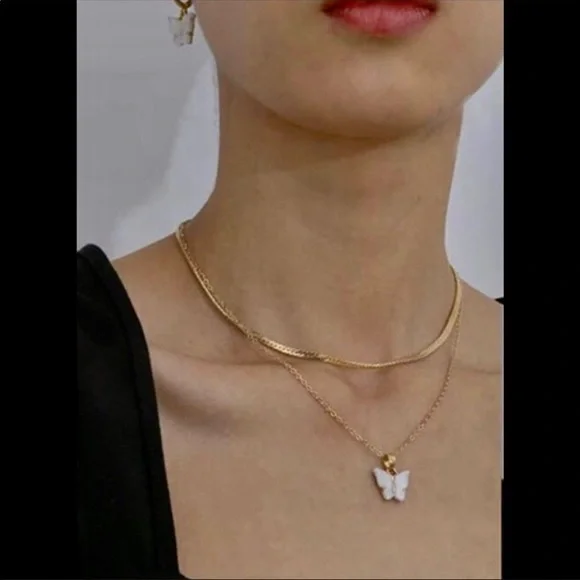 Necklace and earring set, butterfly - Picture 5 of 14